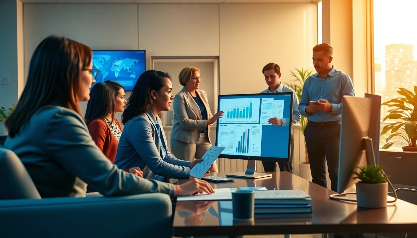 Engaged professionals verifying credentials in a modern office focusing on berufdiplom.