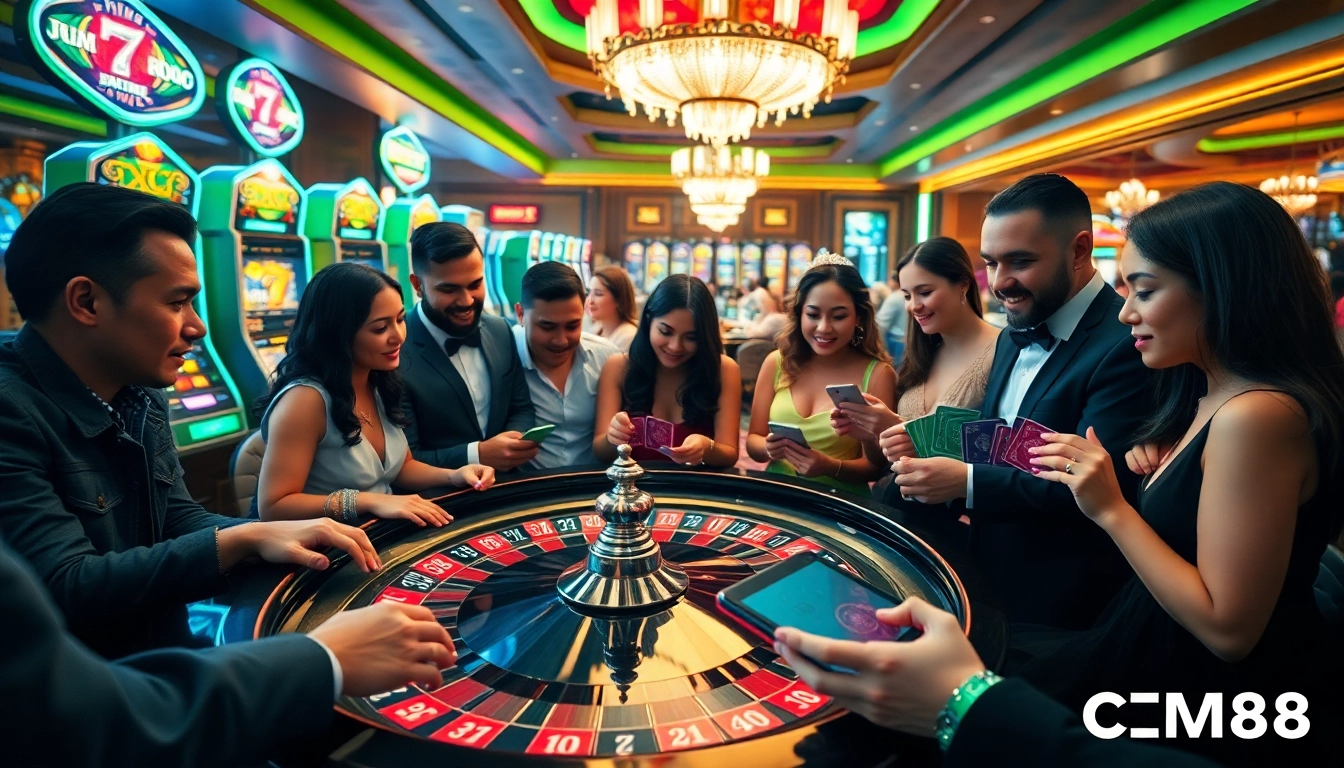 Players enjoying thrilling roulette action at CM88's luxurious casino.